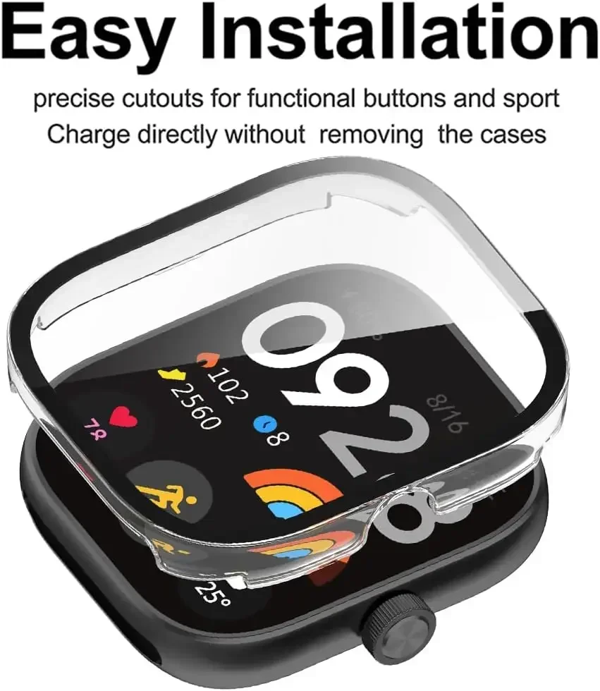 Screen Protector PC Shell For Xiaomi Redmi Watch 5 Active/5 Lite Tempered Glass Protective SmartWatch Case for Redmi Watch 5/4