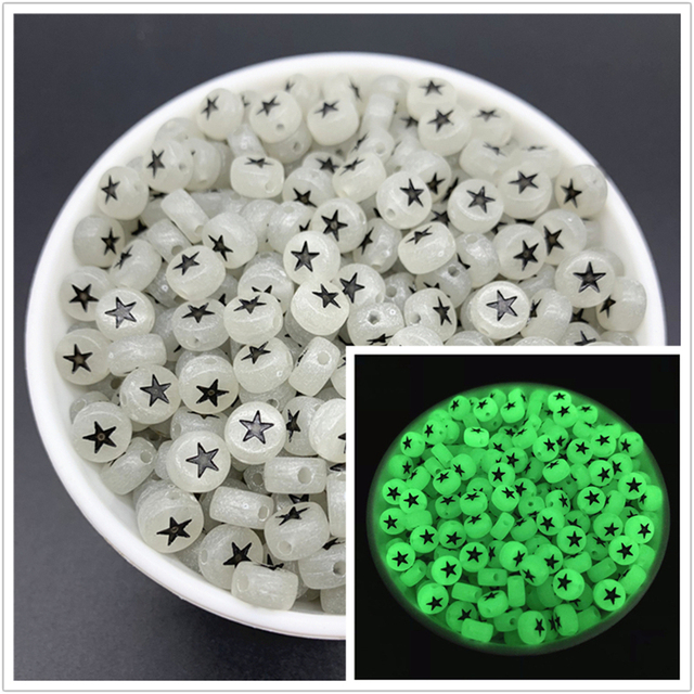 7mm Luminous Letter Beads Alphabet Acrylic Spaced Beads For Jewelry Making DIY Charms Bracelet Necklac