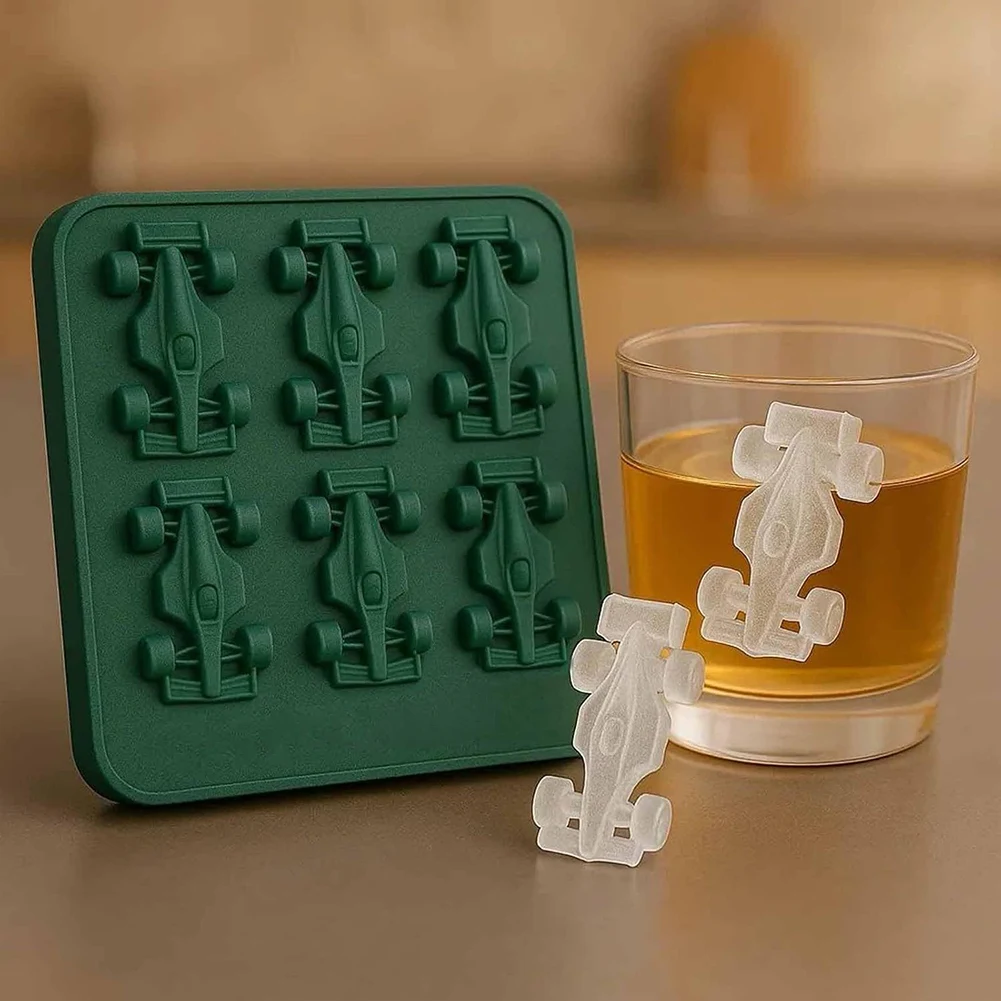 3D Formula Baking Mould Tray with 6-Cavity DIY Baking Tool Car Silicone Ice Cube for Kids Chocolate Cake Dessert Candy Pastry