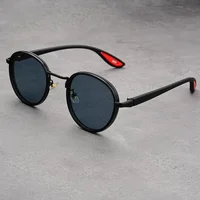 Vintage designer lunettes de soleil en plein air hommes rond mode plastique titane haute qualité lunettes de soleil homme Protection UV lunettes femme 2