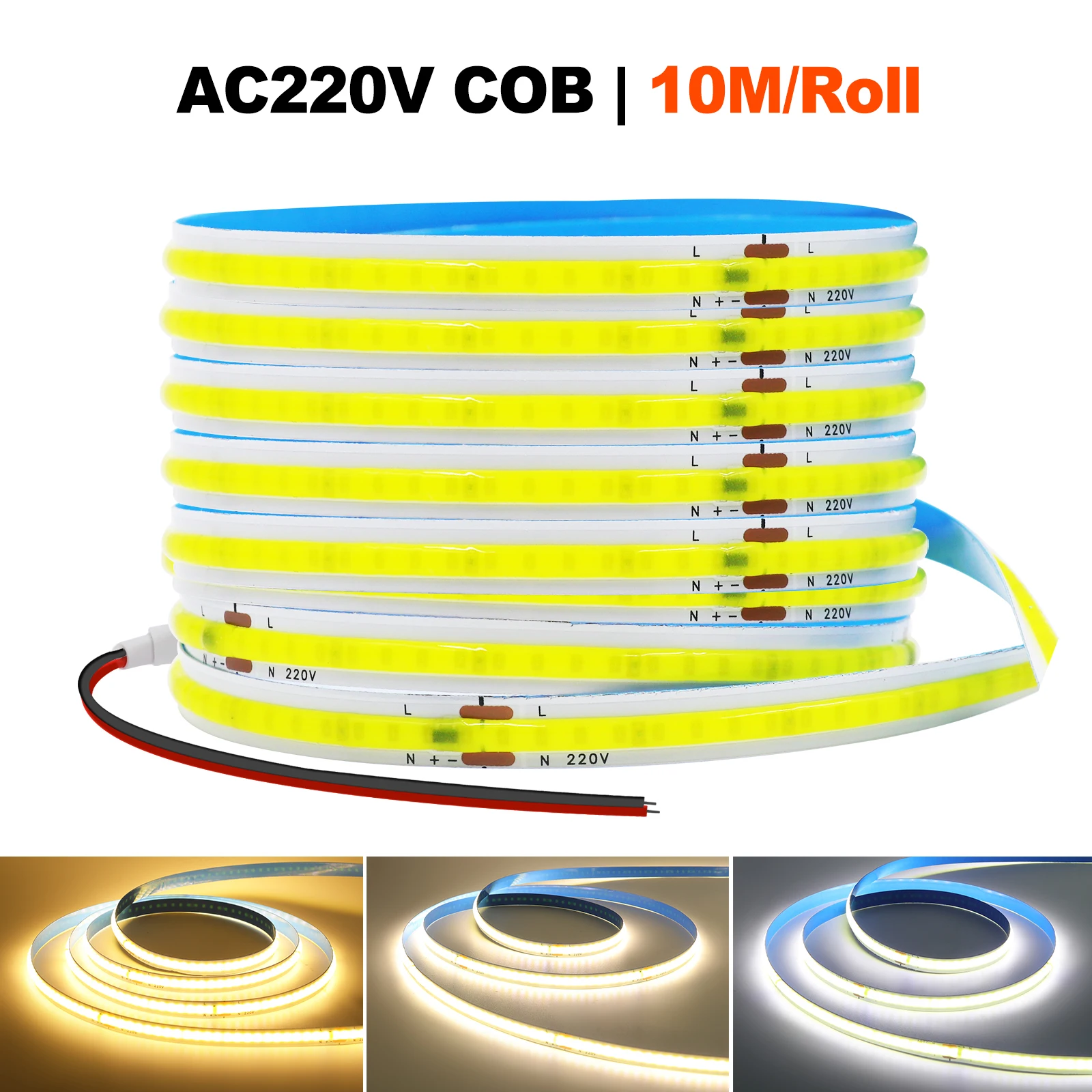 230V COB Strip LED Tape Light 5M 10M 20M 50M 220V 240V Self-Adhesive 240LEDs/M IP20 No Need Driver Ribbon Lamp 3000K 4000K 6000K led strip light