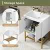 FENGSHUO Simplicity Bathroom Vanity With Sink Bathroom Vanity Cabinet With Two Doors And Gold Metal Frame Open Storage Shelf 1
