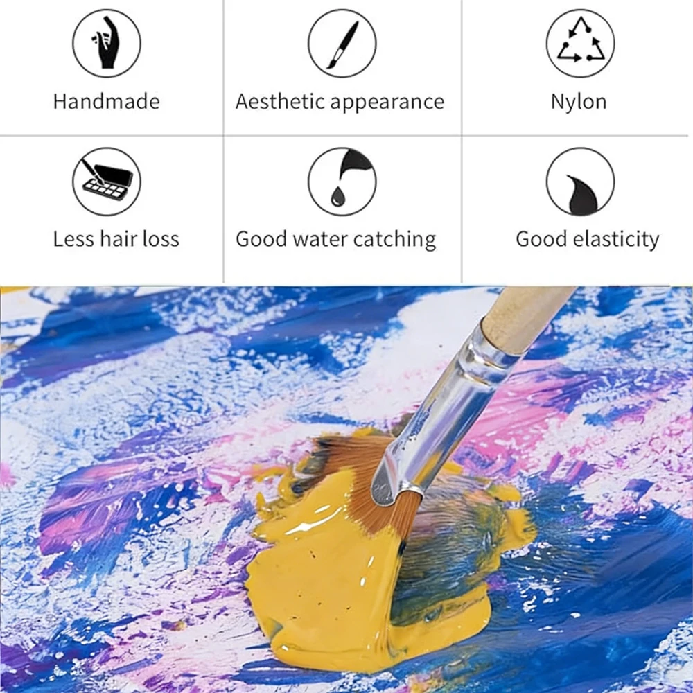 전문가용 페인트 브러쉬 5개 팬 페인트 브러쉬 아티스트용 나일론 브러쉬 아크릴, 수채화 및 유화용