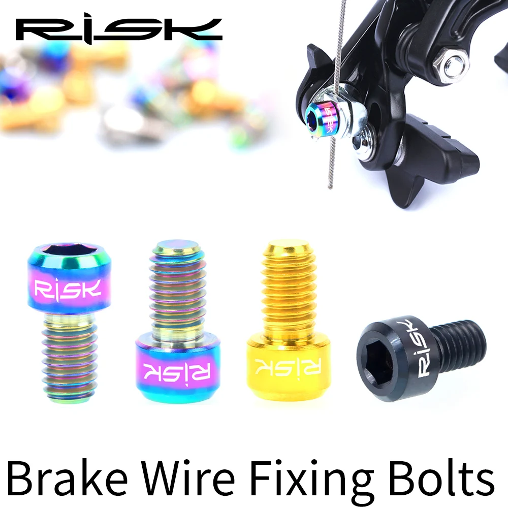 

RISK 2PCS M6x10mm MTB Bicycle Calipers Brake Wire Line Fixing Bolts Titanium Alloy Road Bike C / V Brake Inner Cable Fixed Screw