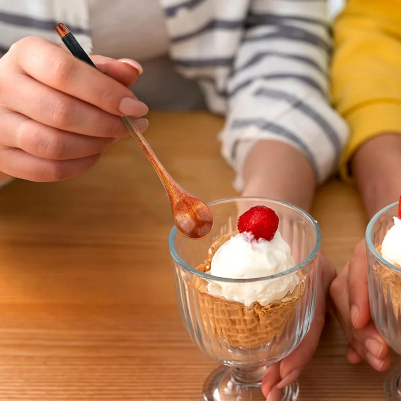 2Pc Wooden Tea Spoon Long Coffee Spoons Small Teaspoon Set Wood Multi-Purpose Stirring Tool for Coffee, Teaspoons Tableware