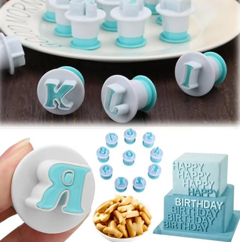 Baking pastry Mold letter fondant Cookie Cutter 26pcs Upper Lowercase  Alphabet and 10pcs number cake decoration tools GYH - AliExpress