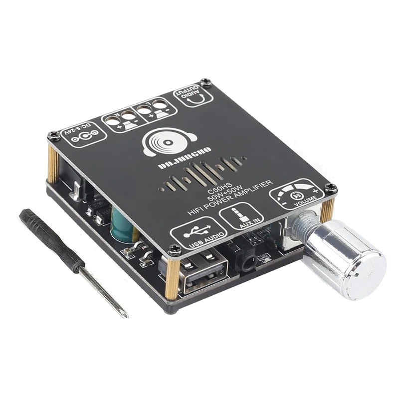 

Комплект платы усилителя DAJUNGUO C50HS Bluetooth 50 Вт + 50 Вт TPA3116D2 Hi-Fi чип 12-24 в цифровой фотографический комплект