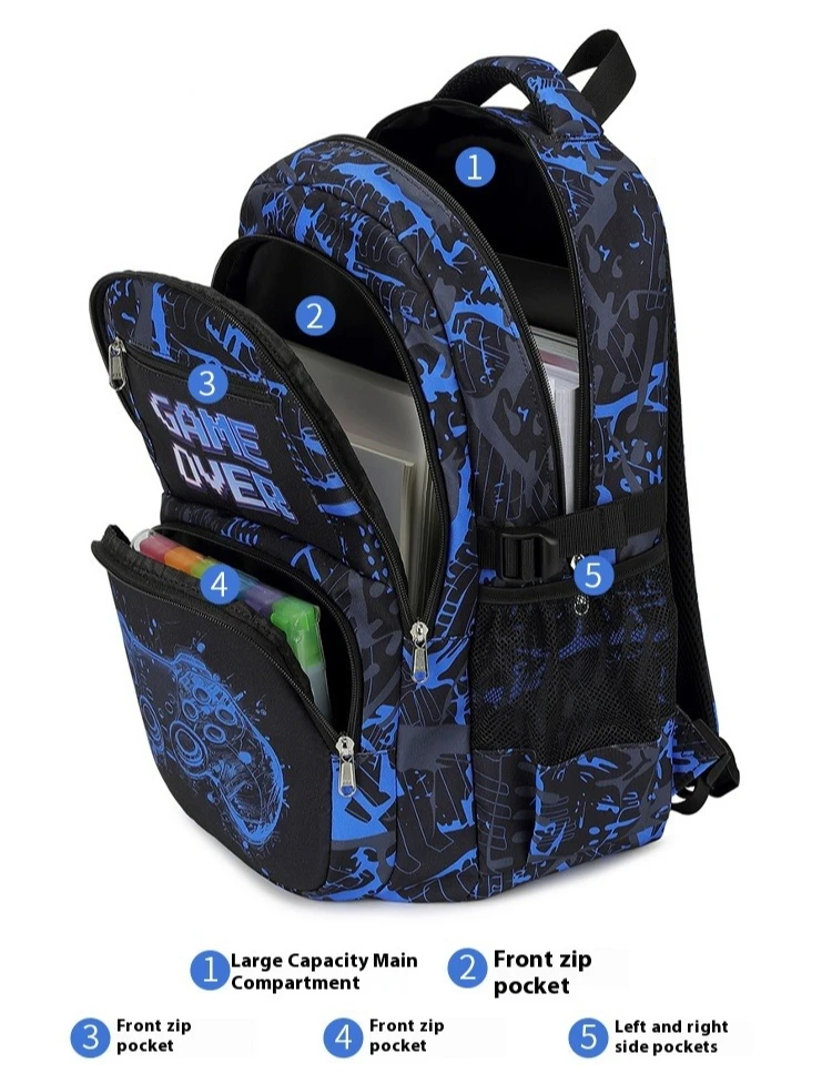 Backpack for Boy with Lunch Bag and Pencil Case 3pcs Boys School Bags for Elementary Student Teen Boys - 6