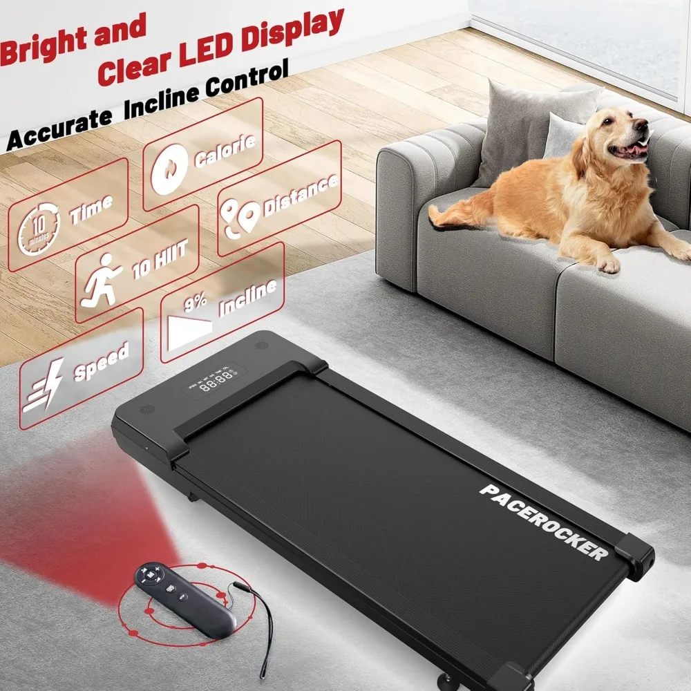 Walking Pad Treadmill with 9% 9-Level Auto Incline, 400+ lbs Capacity Under Desk Treadmill, 10 Hiking Modes Compact Treadmills