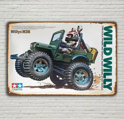 1p,Vintage Rc Car Metal Sign Poster - Tamiya Wild Willy Truck