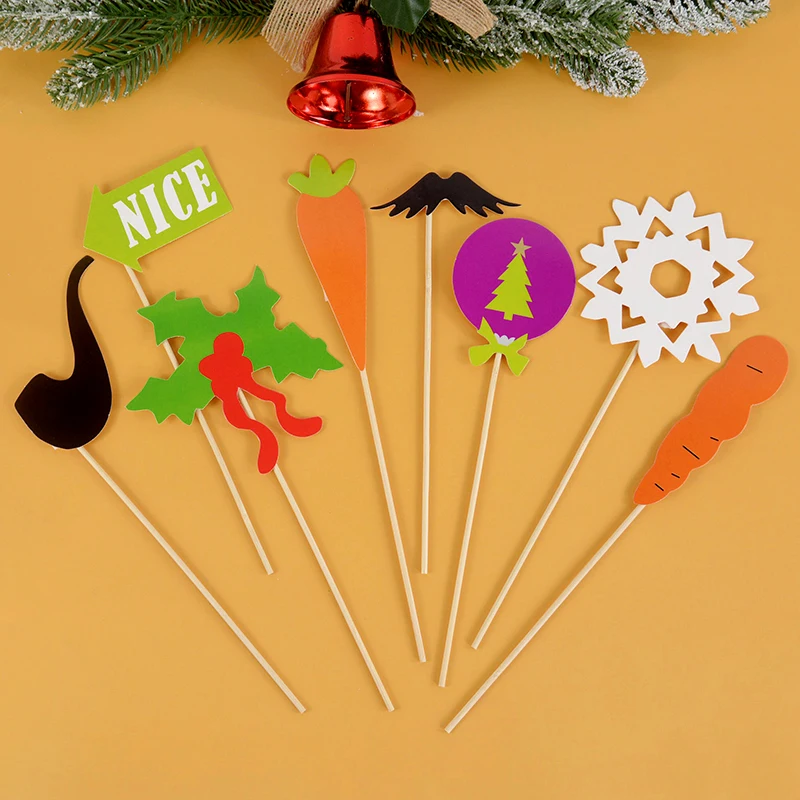 Christmas Photo Booth Props Santa Claus Snowman Masks Lips Beard Photo Props New Year Xmas Party Decoration Noel Navidad Gifts party photo props