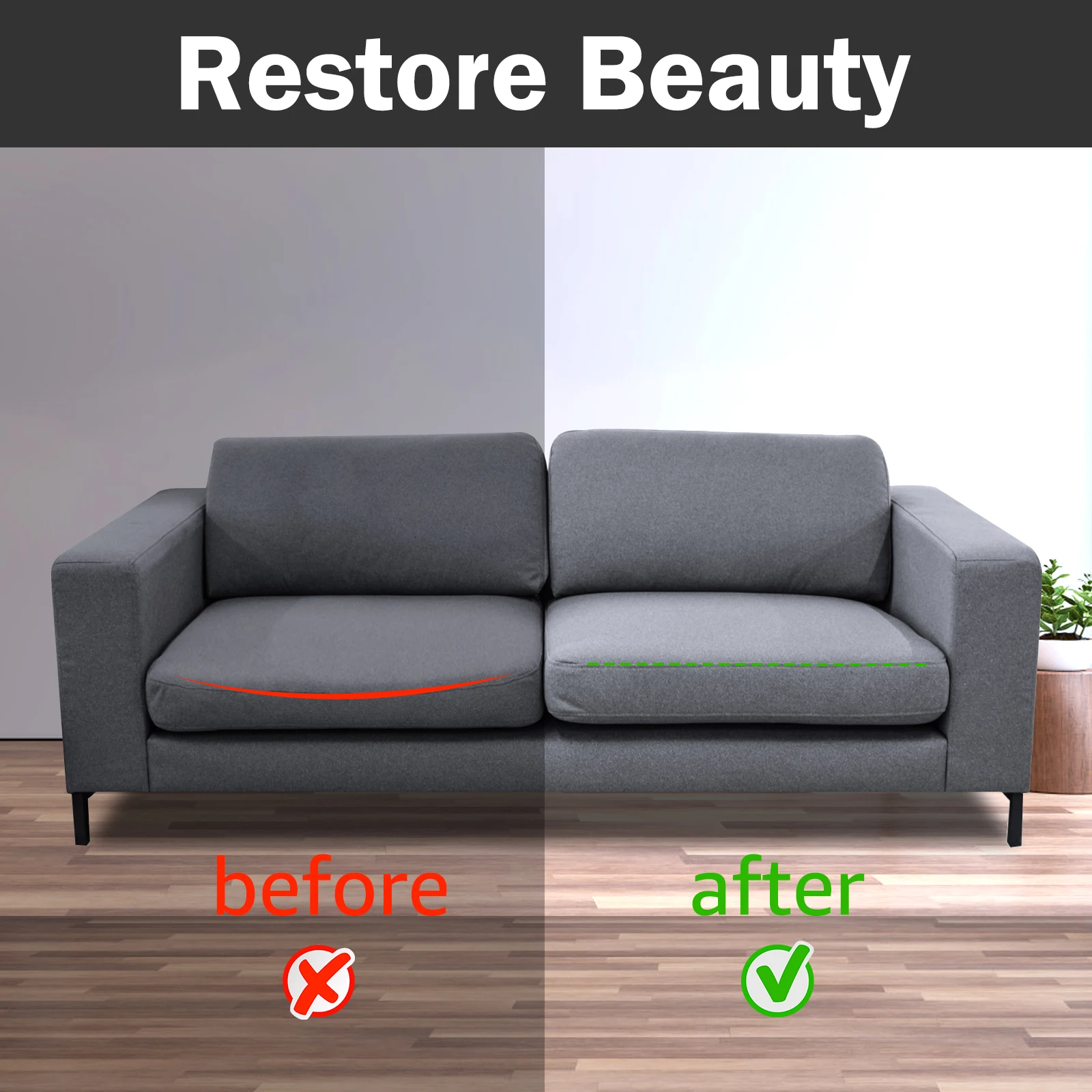 3Pcs Couch Cushion Support High Density Sponge Under Cushion Sag Repair Pad Comfortable Sofa Cushion Support Furniture Accessory