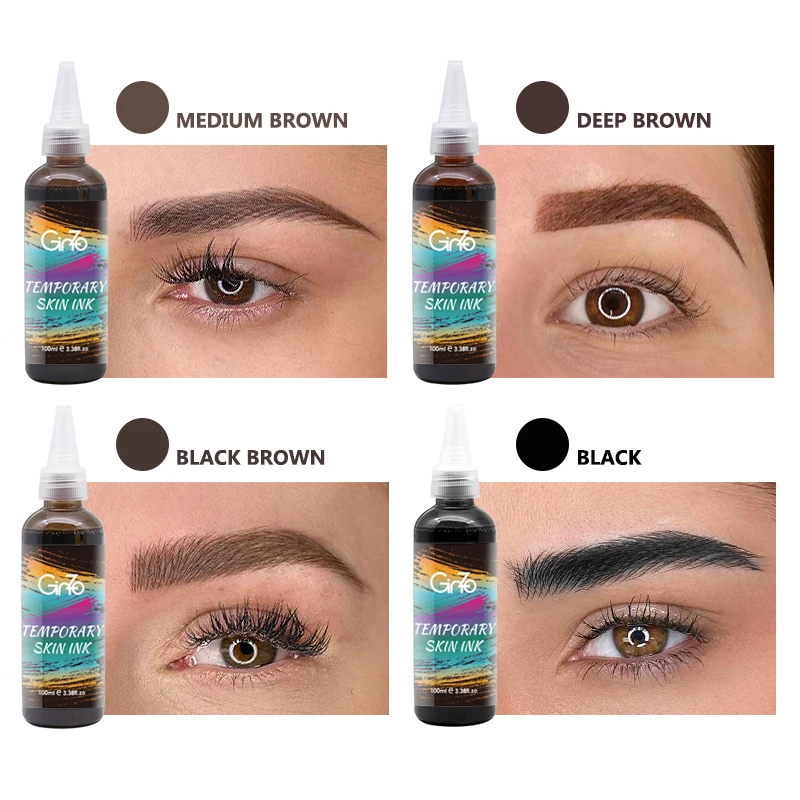 Ginzo Temporary Skin Inks Eyebrows Air Brushing Pigments 100ML/Bottle 6 Colors Temporary Eyebrow Tattoo With AirBrush Pigments