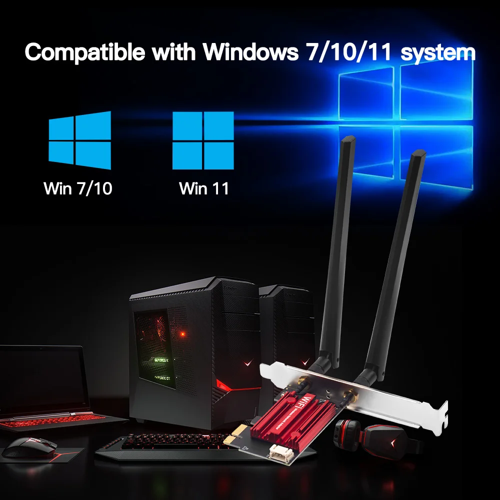 FENVI WiFi 5 PCI-E Wireless Adapter AC1200 Network Card Dual Band 2.4G/5GHz 802.11AC For Bluetooth 4.0 Desktop Windows 7/8/10/11 — view 6