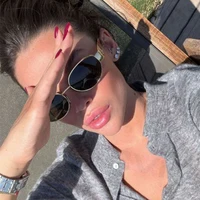 Mode lunettes de soleil ovales femmes rétro tendance en plein air lunettes de soleil en métal de haute qualité classique hommes marque de luxe lunettes UV400 lunettes 4