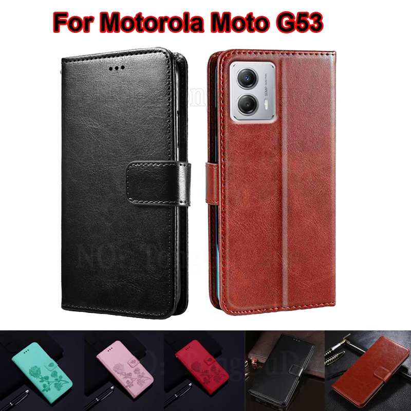 Carcasas Para Motorola G53 Custodia Portafoglio In Pelle Originale Flip Case Cover Per Capinha Motorola Moto G53 G 53 6.5 "Mujer Hoesje Capa