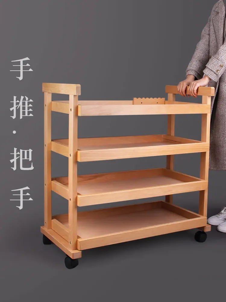 Tianrunsen Art Students Special Wooden Three-layer Four-layer Painting Car Painting Cabinet Oil Tool Car Solid Wood Art
