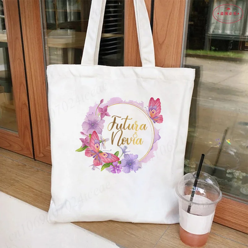 Spanish Woman Single Farewell Bachelorette Hen Party Canvas Tote Bags Team Bride Squad Shopping Bag Bridal Wedding Shoulder Bag 4
