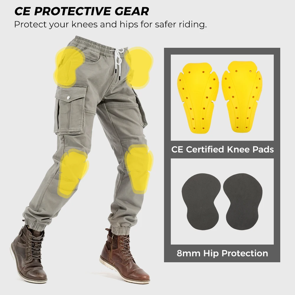 Motorcycle Men's Trousers Breathable Motorcross Riding Cargo Pants Motorbike Trousers with Protective Gear Soft Daily Casual