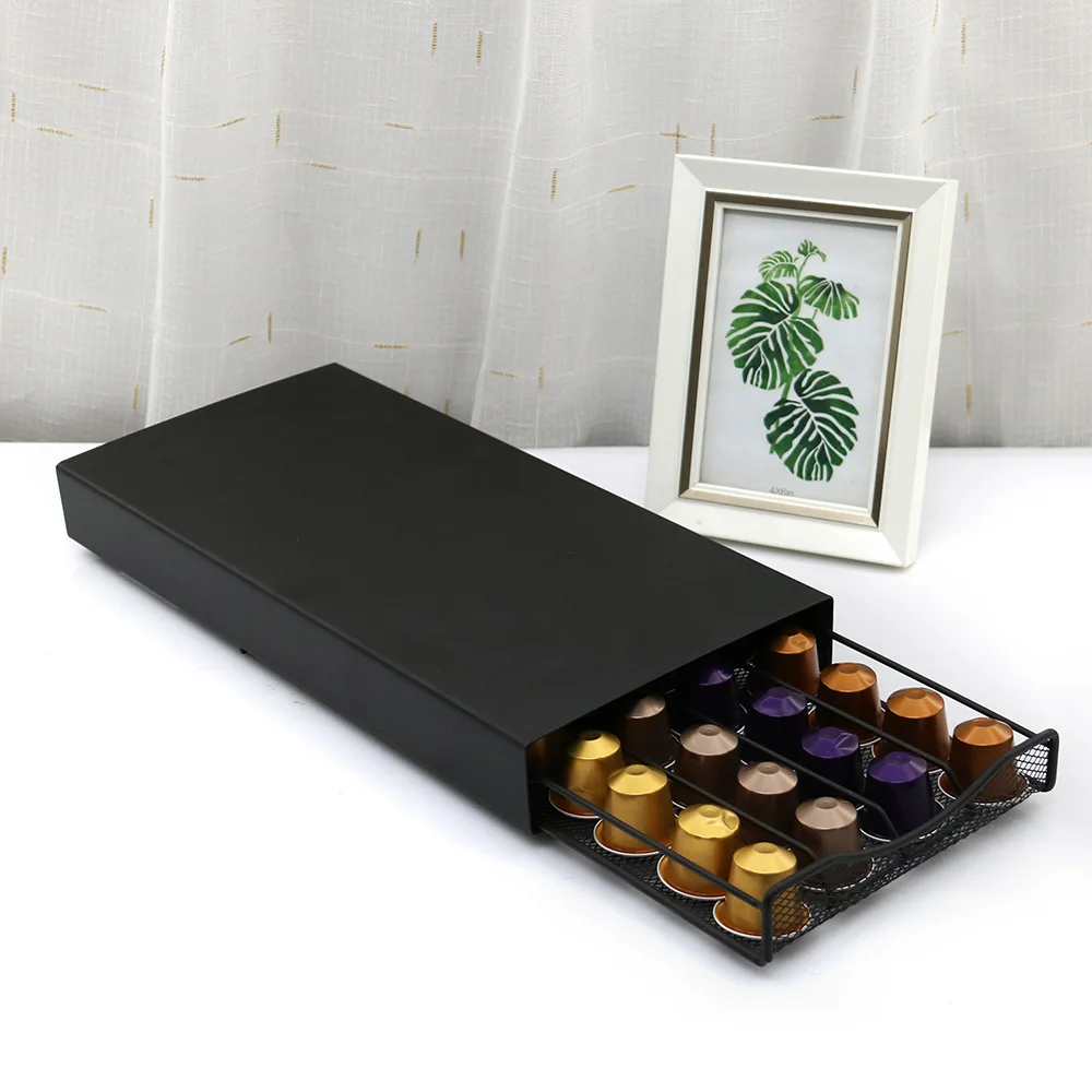 Description Picture 3 of itemCapsules Pod Holder Support 40Cups Capsule Nespresso Coffee Pod Organizer Metal Cafe Organizador Drawer Coffeeware Accessories