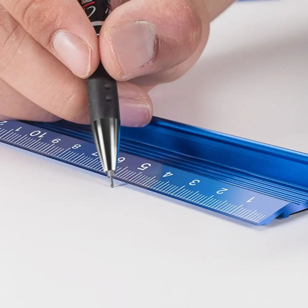 Aluminum Alloy Straight Scale Ruler Anti Slip Blue Calibration Ruler Multi-function Professional Aluminum Alloy Office