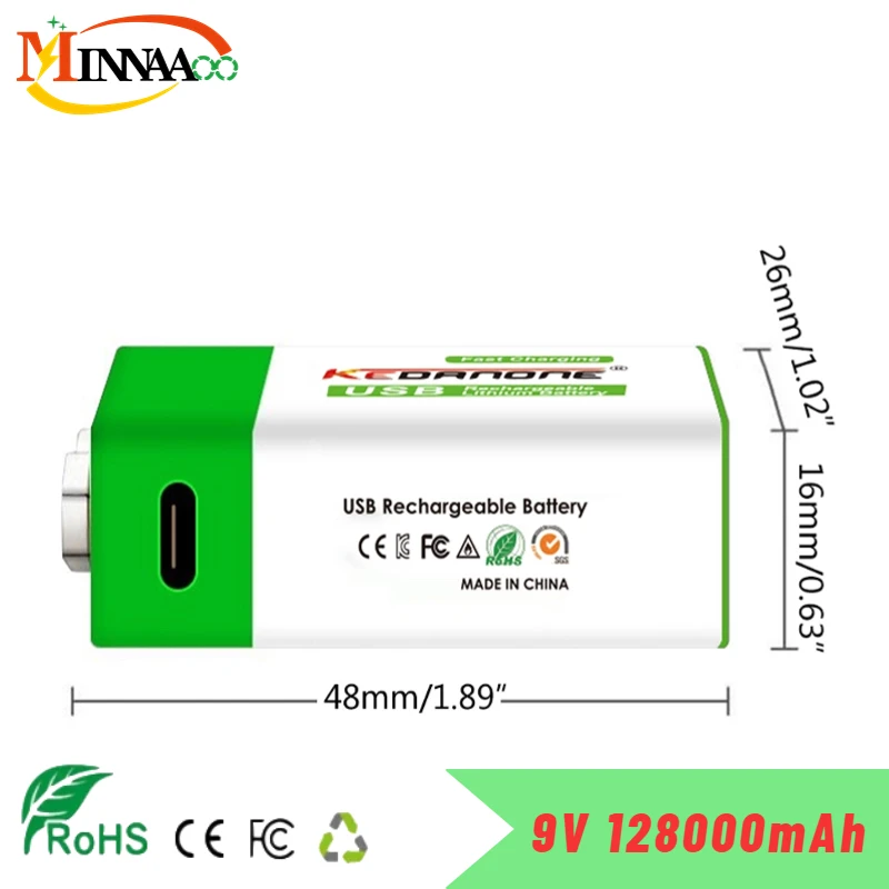

2023 9V 12800mAh li-ion Rechargeable battery Micro USB Batteries 9V lithium for Multimeter Microphone Toy Remote Control KTV use