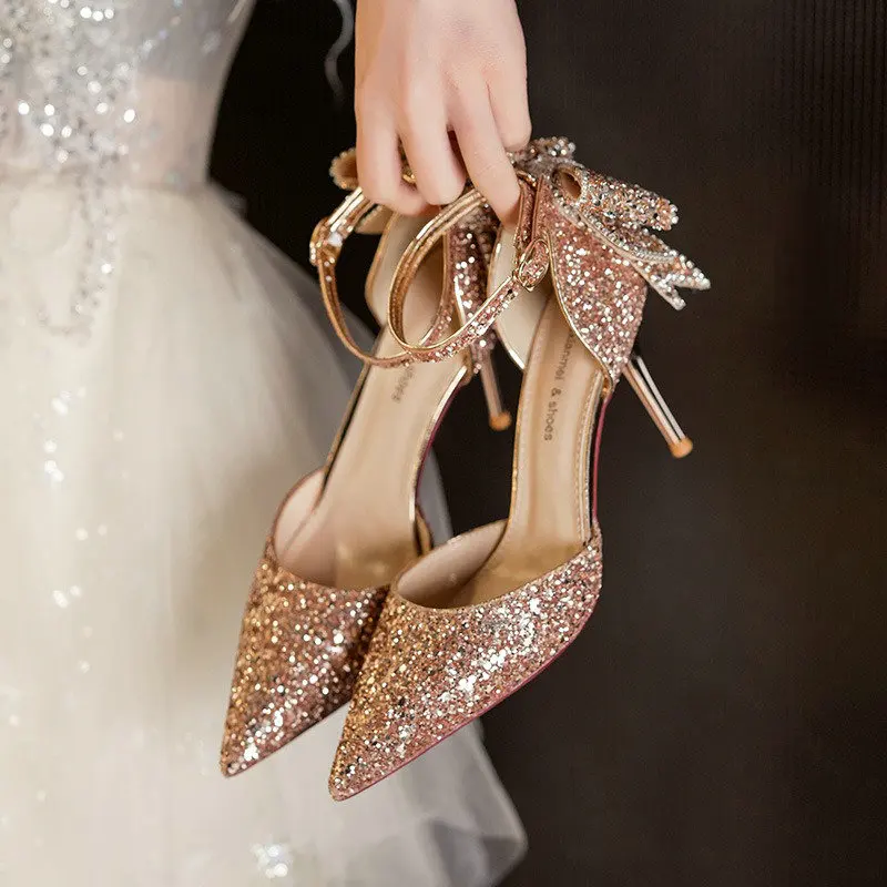 Stiletto Ladies Shoes For Wedding Wear High Heeled Women's French