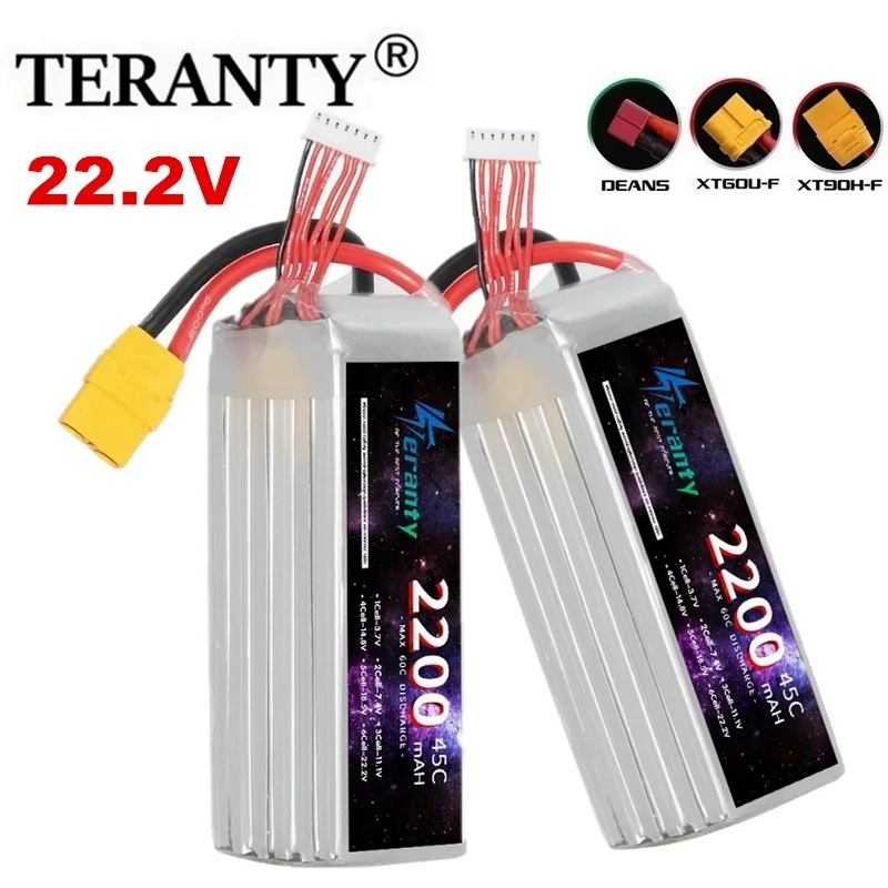 

TERANTY 22,2 V батарея 22,2 V 2200mAh LiPo батарея для радиоуправляемого вертолета квадрокоптера FPV гоночного дрона запчасти 6S батарея
