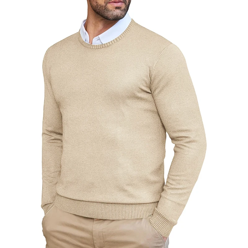 Autumn Men's Dress Crew Neck Sweater Slim Fit Lightweight Sweatshirts Knitted Pullover Casual Fashion Long Sleeve Sweater 4
