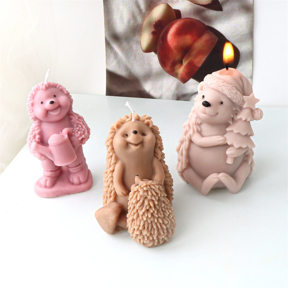 Silicone Mold Silicone Candle Mold Aromatherapy Candle Mold Silicone Candle Molds Candle Mold 3D Cute Hedgehog Candle Silicone Mold DIY Christmas Hedgehog Aromatherapy Candle Plaster Resin Making Mould Animal Home Decor
