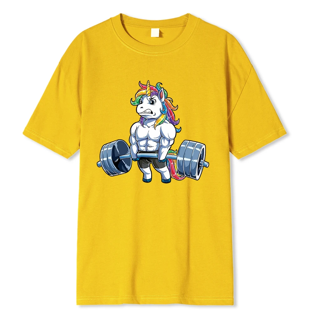 Divertente Palestra Unicorno Fiess Bodybuilding Girocollo T Shirt Uomo Casual Manica Corta Magliette Top Dropshipping_voghion.com
