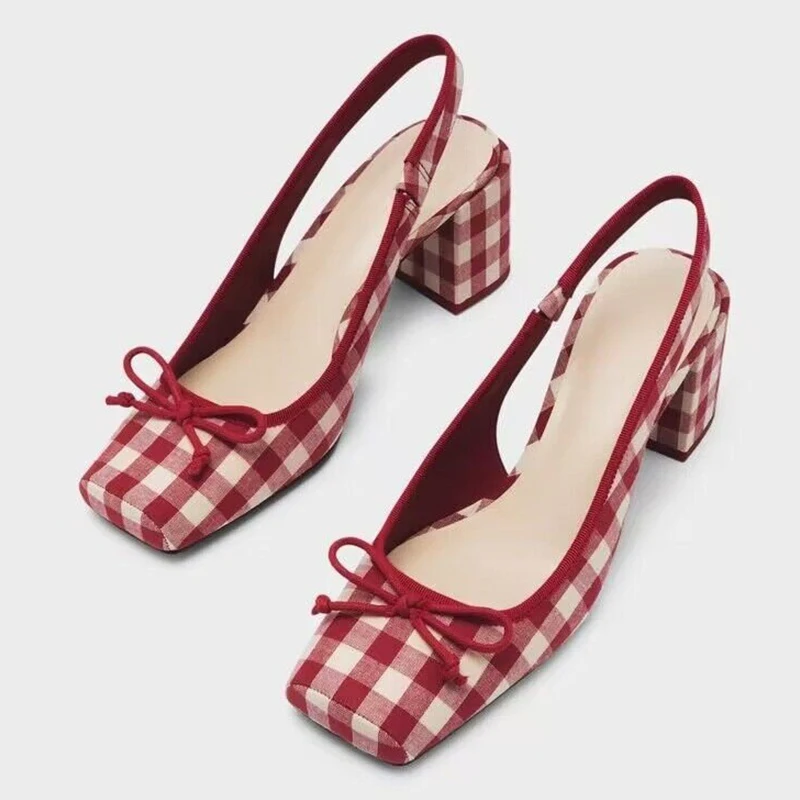 

Women Sandals Bow Fashion Marie Jane Shoes High Heels Lolita 2023 Summer Luxury Square Toe Dress Party Shallow Mujer Zapatillas