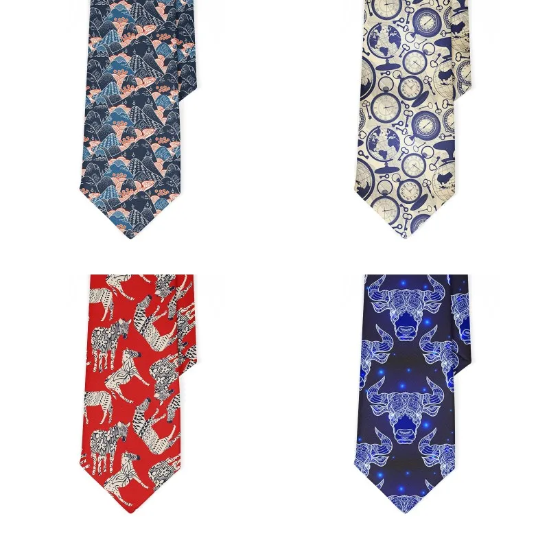

Novelty Classic Fashion Men's Skinny Tie Colorful Cartoon Animal Printed Polyester 8cm Width Necktie Party Gift Accessory
