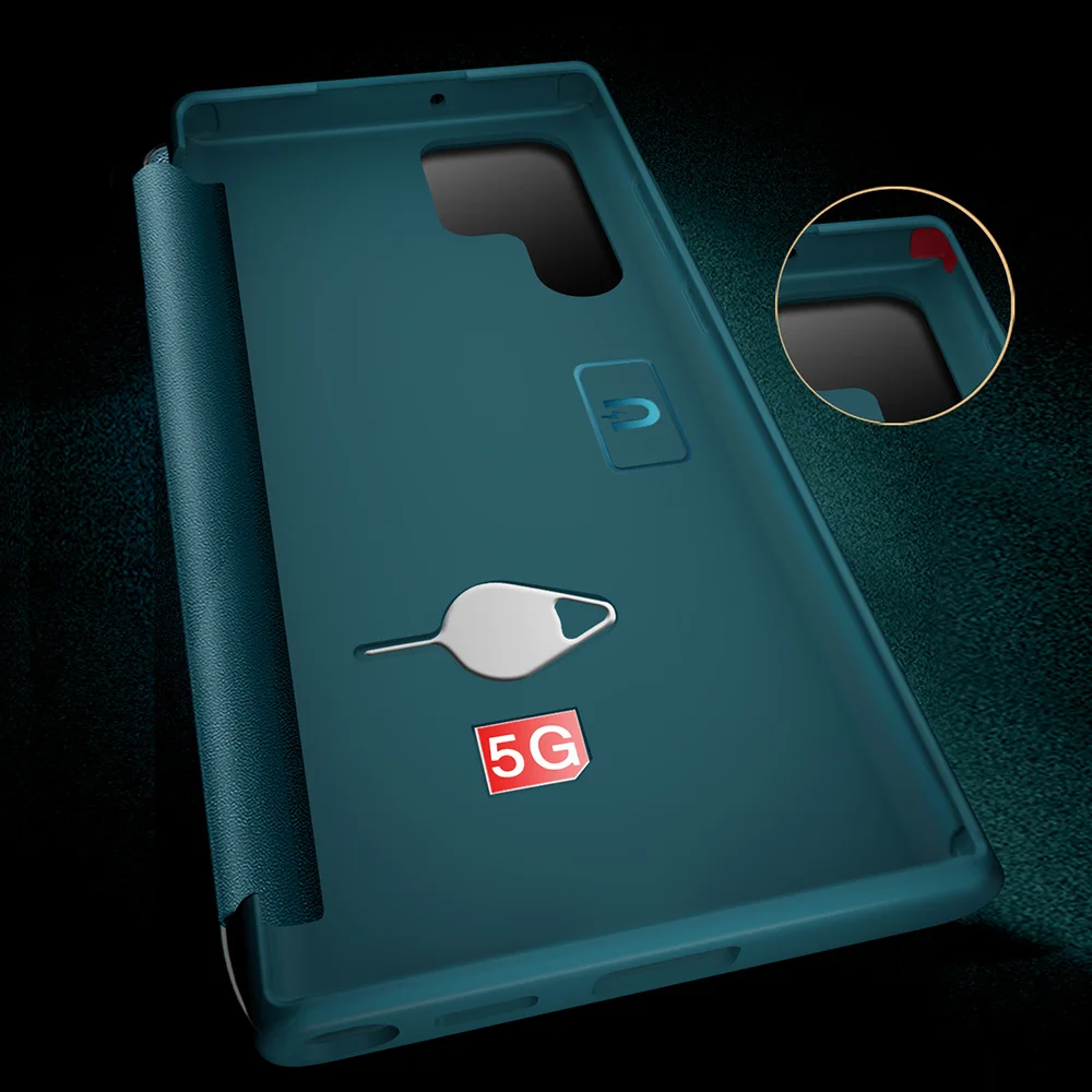 Luxury Shockproof Flip Leather Case with Window View and Book Cover Design