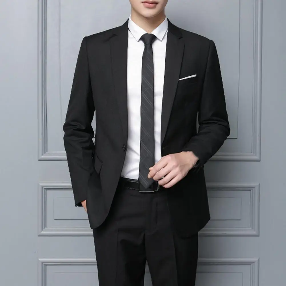 Oversize Men Suit Slim Notched Collar Pants Set Formal Groom Suit Set Workwear Straight Pants Business Workwear