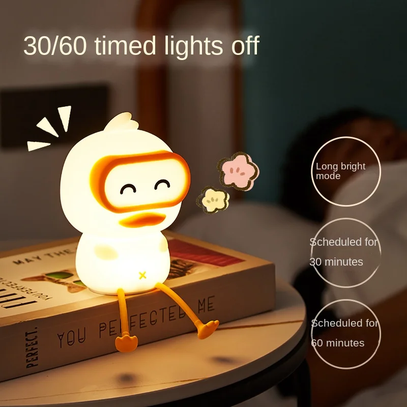 

Diving Duck Silicone Night Light with Sleeping Light Fun Creative Usb Charging Mobile Phone Holder Children's Gift Room Decor