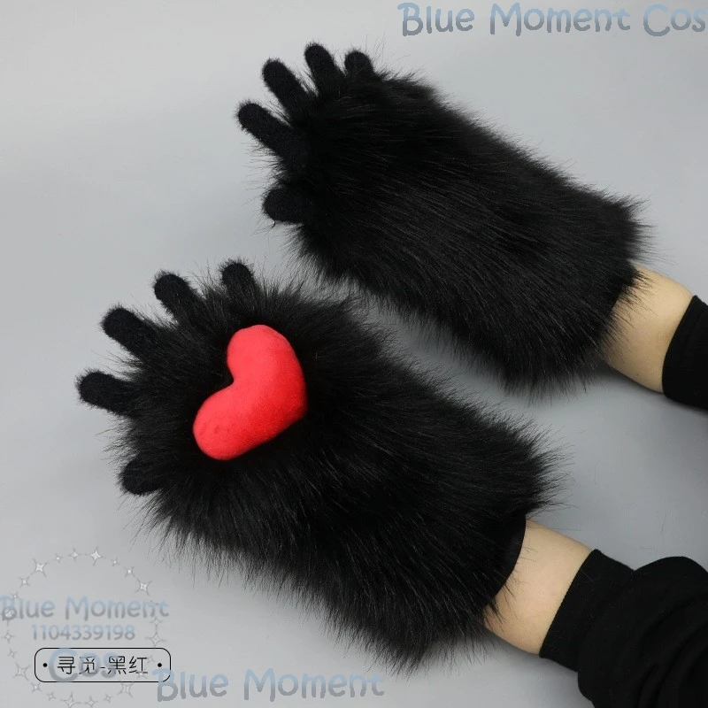 Animal Claws Kig Fursuit Kigurumi Furry Cosplay Furred Colorful Cute Kawaii Gloves Show fingers Holloween Women Men Customized