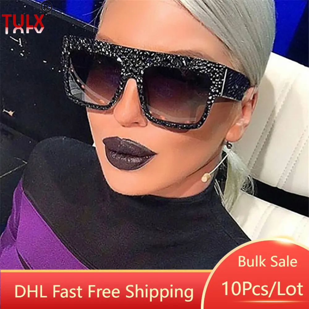 10pcs Bulk Vintage Square Sunglasses Women Designer Luxury Women Sun