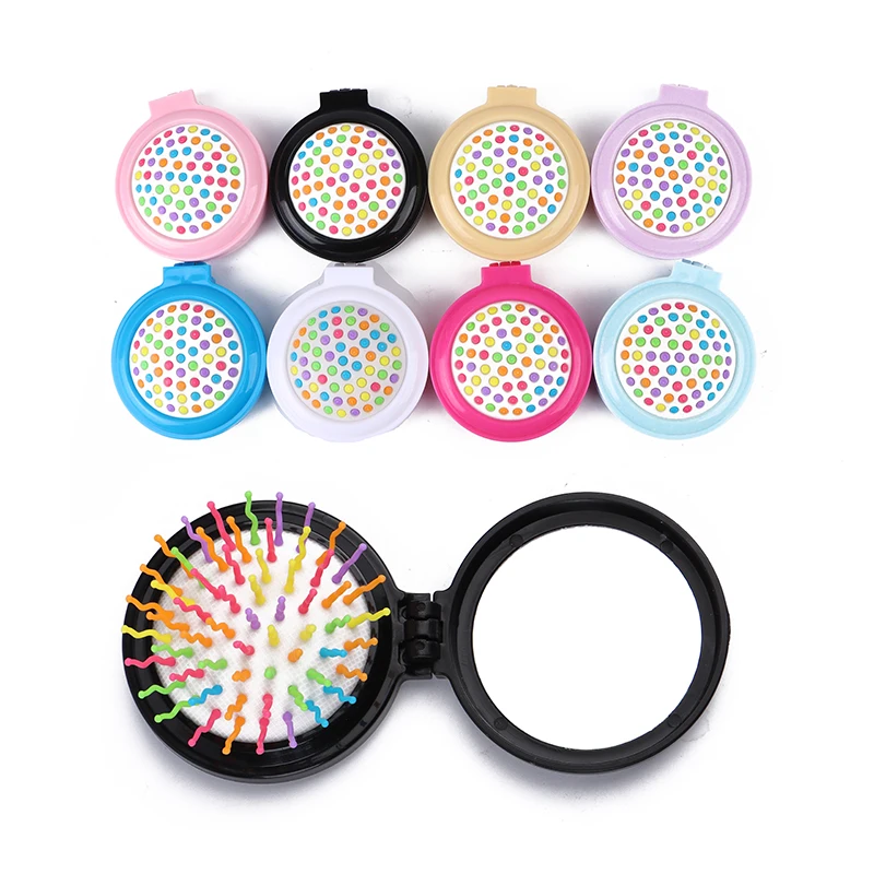 1pc Small Airbag Comb Baby Mini Portable Folding Hair Brush With Mirror Head Massager Cushion Pocket Styling Tools
