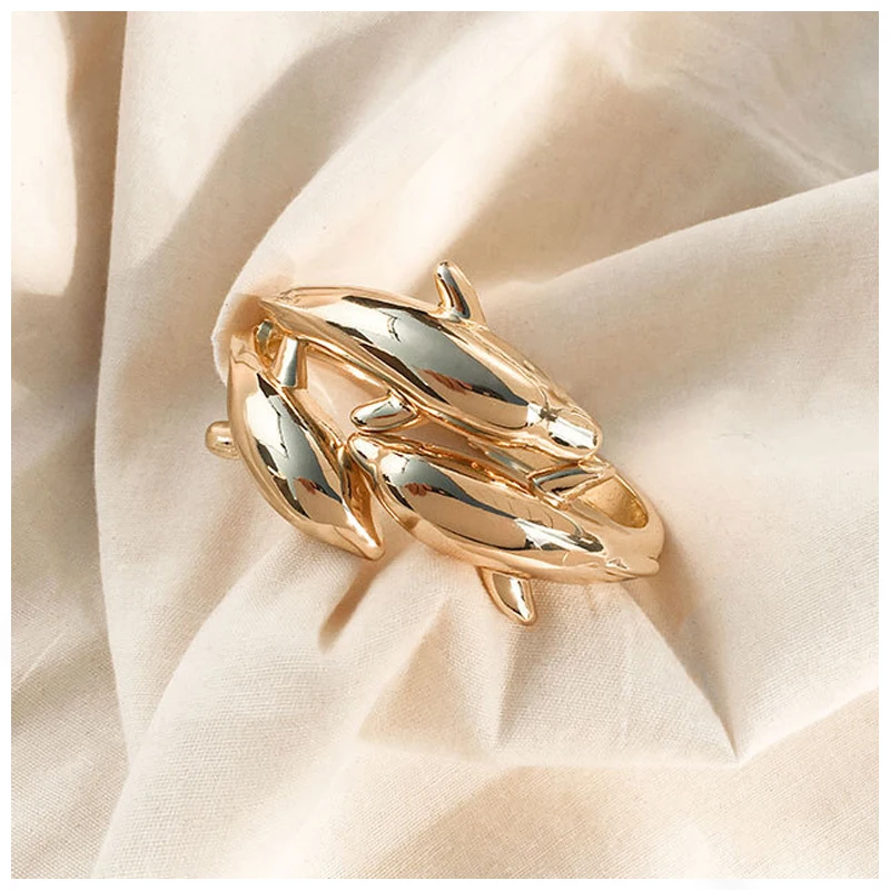 KAYMEN Luxury Dolphins Cuff Bracelet Animal Bangle for Women Fashion Statement Alloy Bangle Jewelry Accessory 4