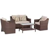 Patio Furniture Set, Outdoor Conversation Set All Weather Wicker Furniture 4 Pieces Sectional Sofa, Set Garden Sofas 6