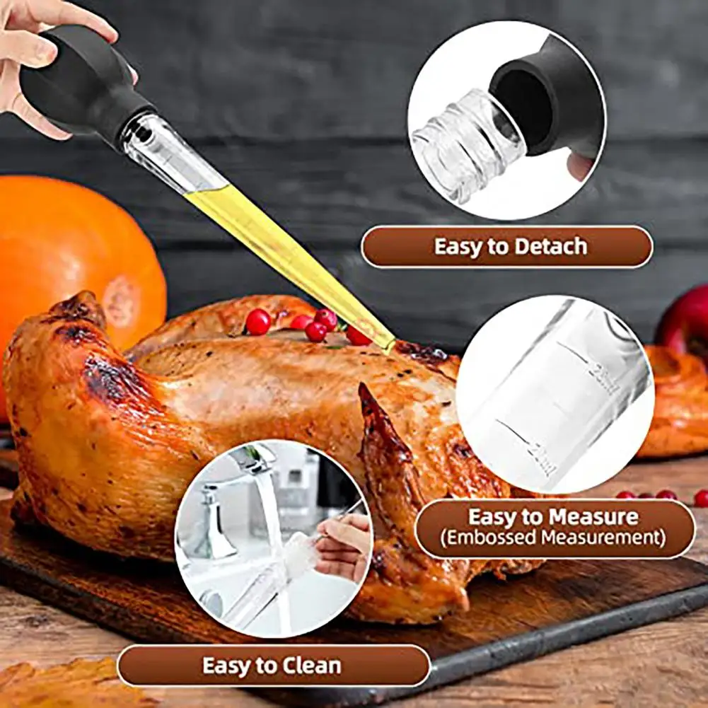 1 Set Useful with Cleaning Brush Turkey Baster Syringe Food Grade Cooking Cooking Chicken Turkey Poultry Baster Syringe