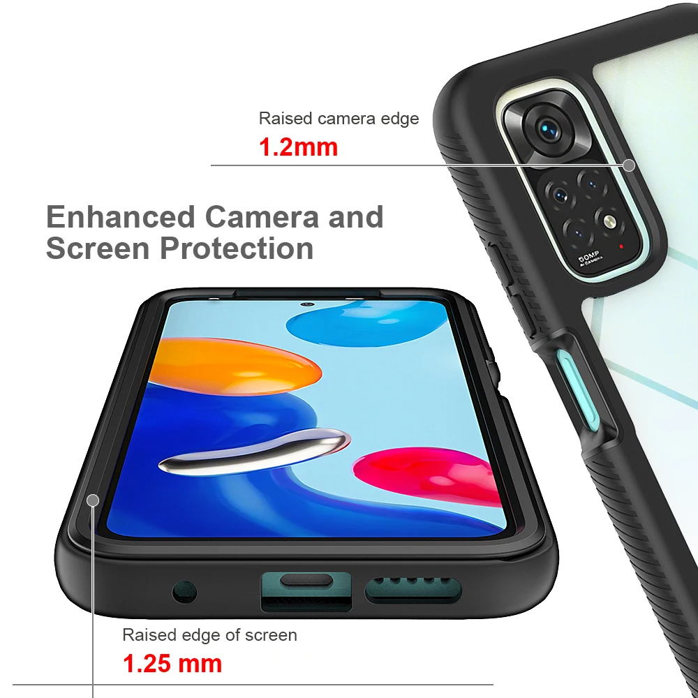 Shockproof Transparent Acrylic Back Cover with PET Front Film Screen Protector