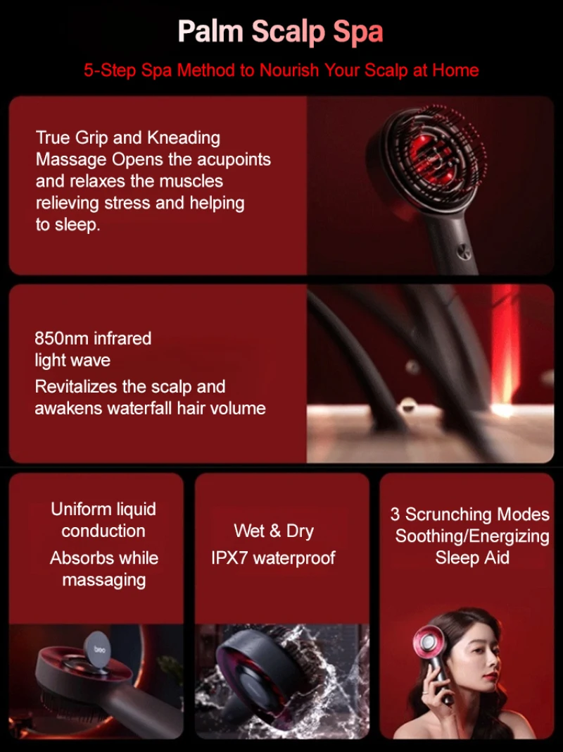 Hair Massage Comb Laser Comb Hair Loss Reduction Massage Relaxing Scalp Home Use Tangled Brush
