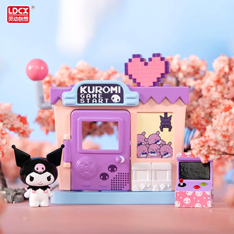 Sanrio New Hello Kitty Kuromi Play House Stackable Street View Splicing Toys Cinnamoroll Play House Ornaments Toys Gift For Kids