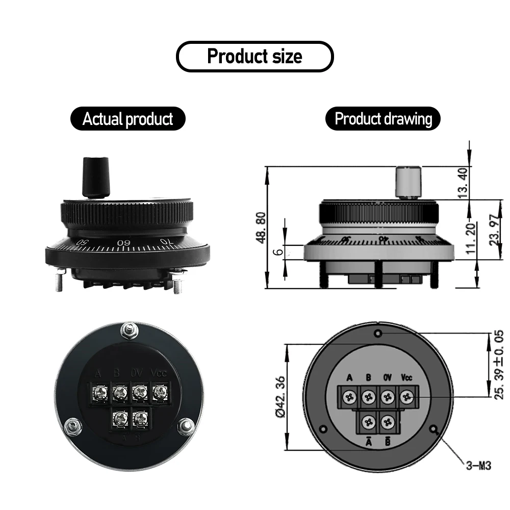 HLTNC CNC Pulser Handwheel 5V-24V 60mm 25 100PPR Manual Pulse Generator Hand wheel Machine Rotary Encoder Electronic 4pins 6pins cnc handwheel