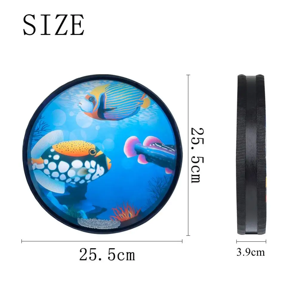 10 Inch Sea Drums Waves Sound Ocean Hand Drum Musical Educational with Lightweight PVC Drum Head for Children