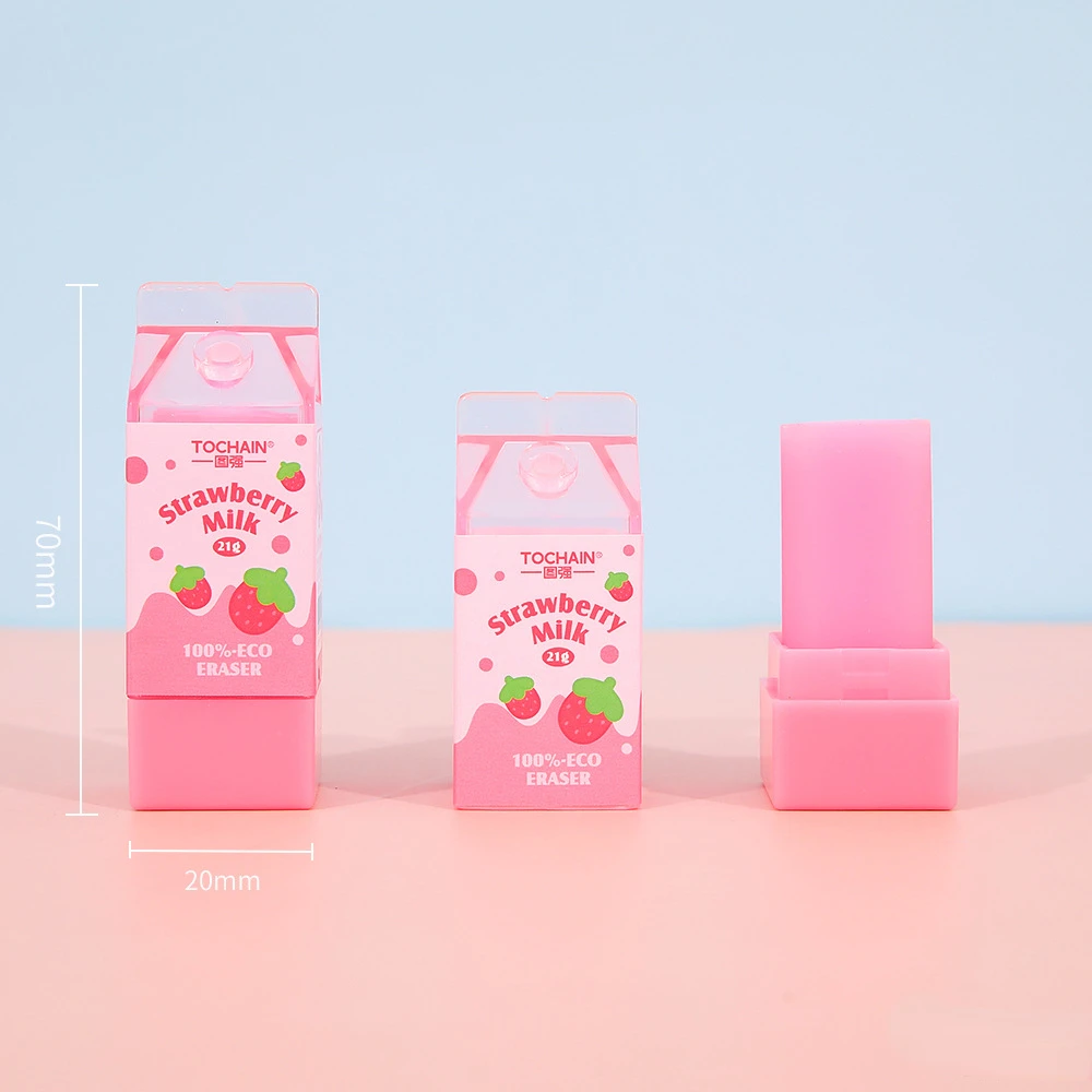 Kawaii Milk Carton Shape Pencil Eraser for Kids Gift School Supplies pencil eraser