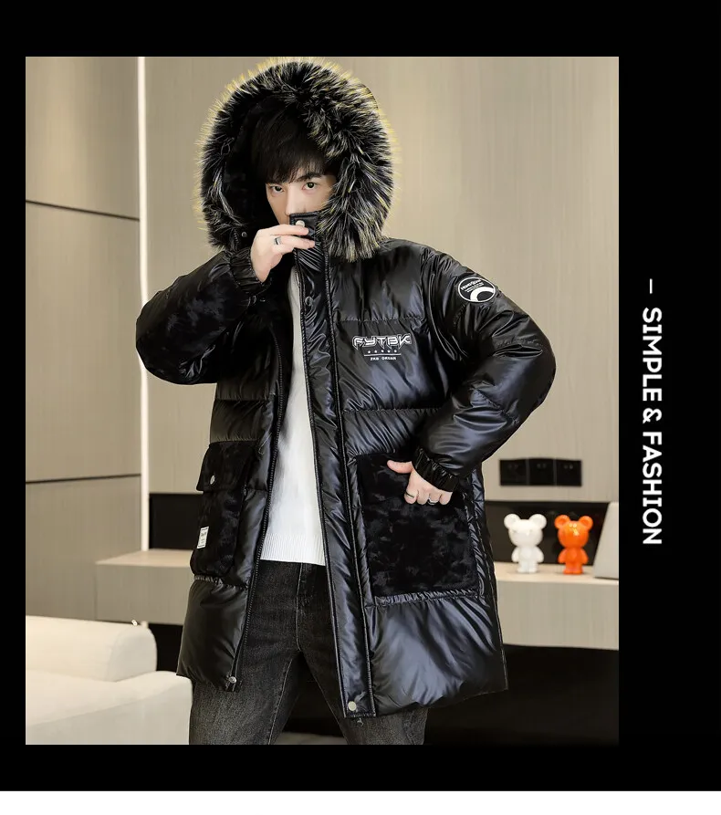 Fashion Men's Mid-Length Warm Hooded Cotton-Padded