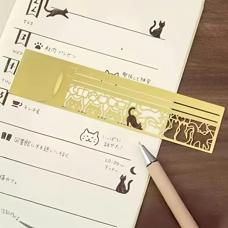 1 PC 귀여운 고양이 책갈피 - 일기/플래너/메모용 양면 자, 창의적인 문구 선물